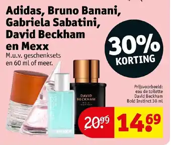 Kruidvat Adidas, bruno banani, gabriela sabatini, david beckham en mexx aanbieding