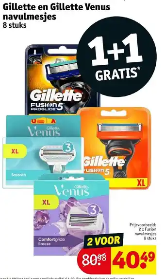 Kruidvat Gillette en gillette venus navulmesjes 8 stuks aanbieding