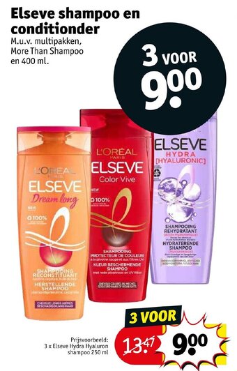 Kruidvat Elseve shampoo en conditioner 3 voor aanbieding