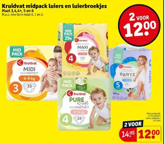 Kruidvat Kruidvat midpack luiers en luierbroekjes 2 voor aanbieding