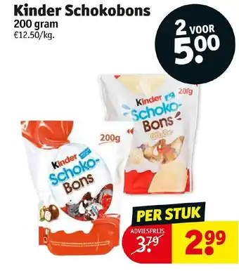 Kruidvat Kinder schokobons 200g aanbieding
