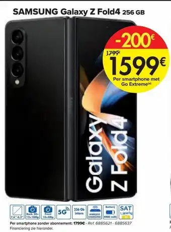 Carrefour Market Samsung galaxy Z fold4 256GB aanbieding