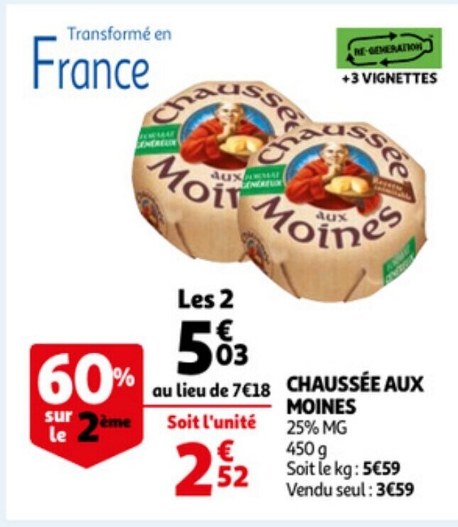 Chaussee aux moines 450g promotie bij Auchan
