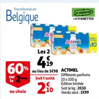 Auchan Actimel differents parfums 10x100g aanbieding