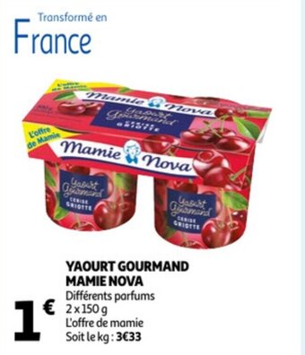 Auchan Mamie nova yaourt gourmand 2 x 150g aanbieding