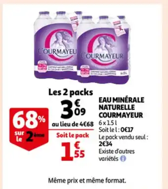 Auchan Courmayeur eau minerale naturelle 6x1.5L aanbieding
