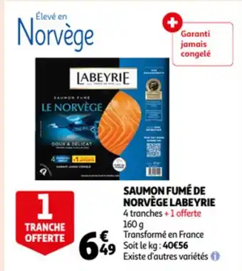 Auchan Labeyrie saumon fume de norvege 4 tranches 160g aanbieding