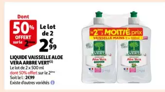 Liquide vaisselle aloe vera arbre vert le lot de 2 x 500ml