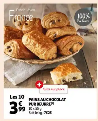 Auchan Pains Au Chocolat Pur Beurre 10x55 g aanbieding