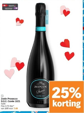 Albert Heijn Zonin prosecco d.o.c. cuvée 1821 aanbieding