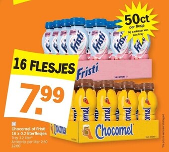 Chocomel of fristi 16 x 0.2 literflesjes