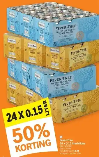Albert Heijn Fever-tree 24 x 0.15 literblikjes aanbieding