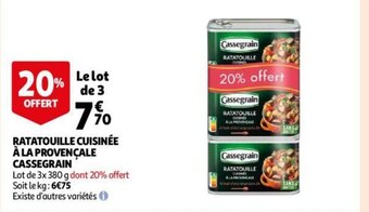 Auchan Ratatouille Cuisinee A La Provencale Cassegrain aanbieding