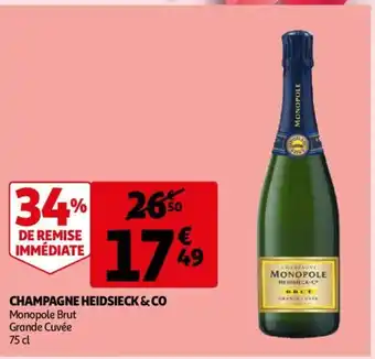 Auchan Champagne Heidsieck & Co Monopule Brut Grande Cuvee 75 cl aanbieding