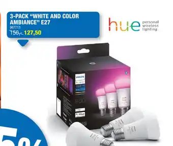 Hubo Philips 3-Pack "White And Color Ambiance" E27 aanbieding