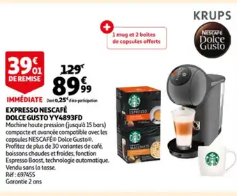 Auchan Krups Expresso Nescafe Dolce Gusto YY4893FD aanbieding