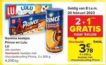 Carrefour Gamma koekjes prince en Lulu LU aanbieding