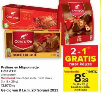 Carrefour Pralines en Mignonnentte Cote d'Or aanbieding