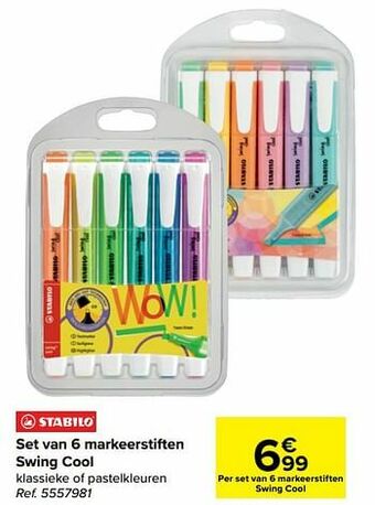 Set van 6 markeerstiften swing cool