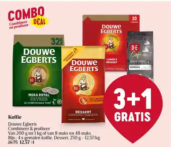 Delhaize Douwe egberts gemalen koffie, dessert 4 x 250g aanbieding