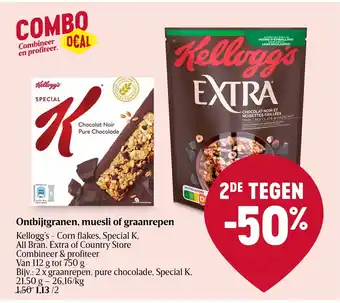Delhaize Kellogg's graanrepen, pure chocode, special K 2 x 21.50g aanbieding