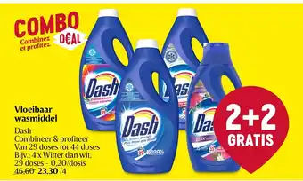 Delhaize Dash vloeibaar wasmiddel witter dan wit 4 x 29 doses aanbieding