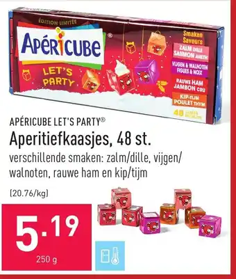 ALDI Apéricube Let's Party Aperitiefkaasjes, 48 st. aanbieding