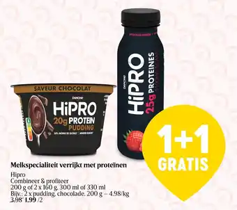 Delhaize Hipro pudding chocolade 2 x 200g aanbieding