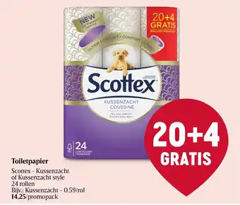 Delhaize Scottex Toiletpapier kussenzacht 24rollen aanbieding