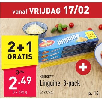 ALDI Soubry linguine 3 x 375g aanbieding