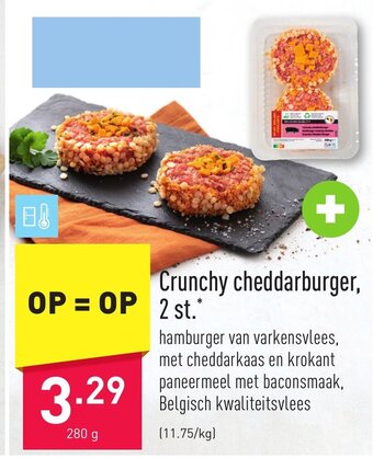 ALDI Crunchy cheddar burger 2 x 280g aanbieding
