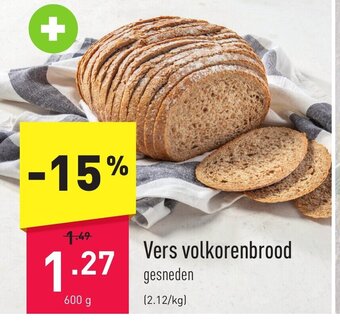 ALDI Vers volkorenbrood 600g aanbieding