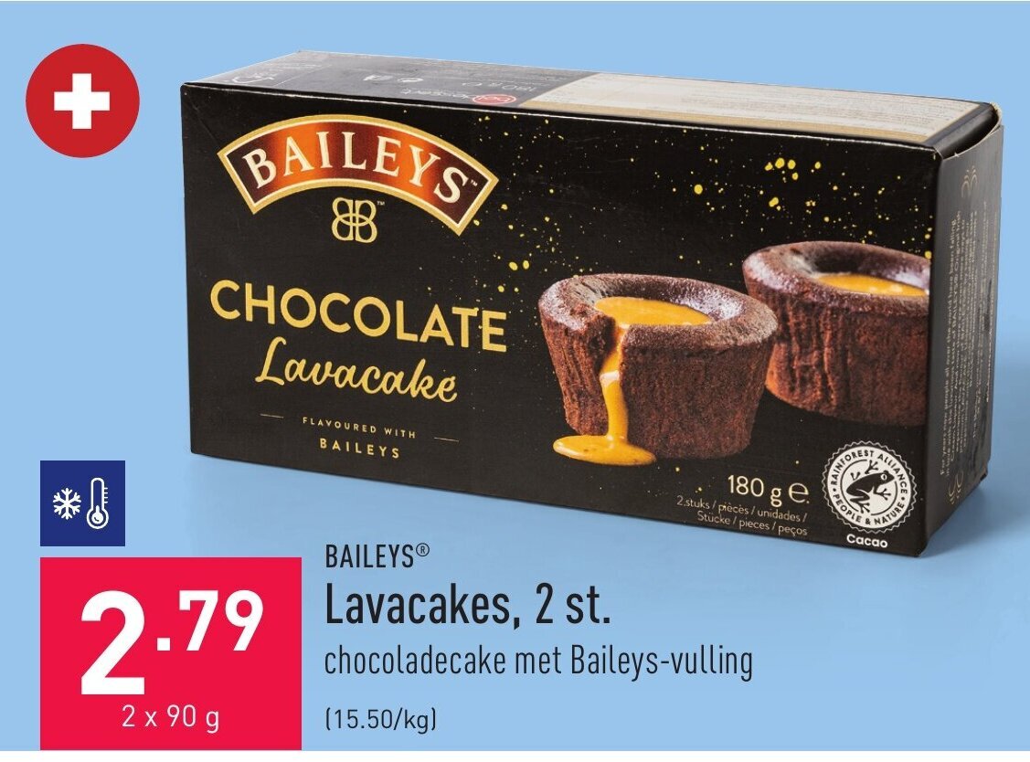 Baileys Lavacakes 2 x 90g promotie bij ALDI