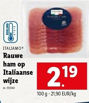 Lidl Rauwe ham op italiaanse wijze aanbieding