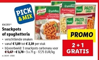 Lidl Snackpots of spaghetteria aanbieding