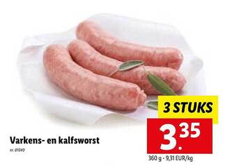 Lidl Varkens en kalfsworst aanbieding