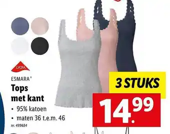 Lidl Esmara tops met kant aanbieding