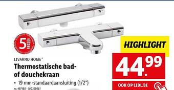 Lidl Livarno home thermostatische bad of douchekraan aanbieding