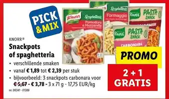 Lidl Knorr snackpots of spaghetteria aanbieding