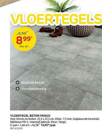 Brico Vloertegel Beton Fango aanbieding
