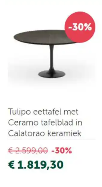 Tulipo Eettafel Met Ceramo Tafelblad in Calatorao Keramiek