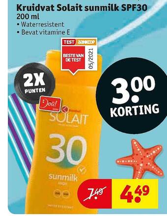 Kruidvat Kruidvat Solait Sunmilk SPF30 aanbieding
