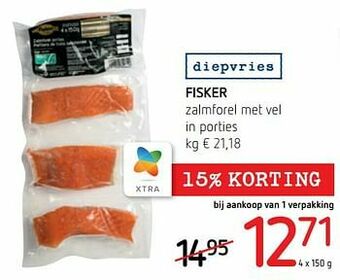 Spar Colruyt Fisker zalmforel met vel in porties aanbieding