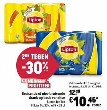 Delhaize Lipton ice tea original bruisend aanbieding