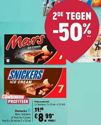 Delhaize Ijssnacks snickers aanbieding