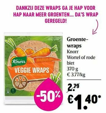 Delhaize Groentewraps knorr wortel of rode biet aanbieding