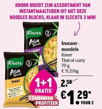 Instantnoedels knorr thaï of curry
