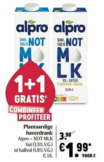 Delhaize Plantaardige haverdrank alpro not mlk aanbieding