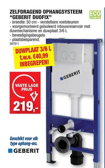 Hubo Zelfdragend ophangsysteem geberit duofix aanbieding