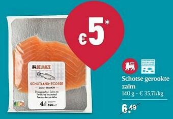 Delhaize Schotse gerookte zalm aanbieding
